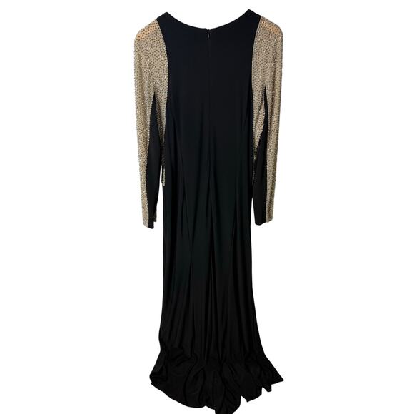 Xscape Black and Gold Long Sleeve Dress - Picture 4 of 13